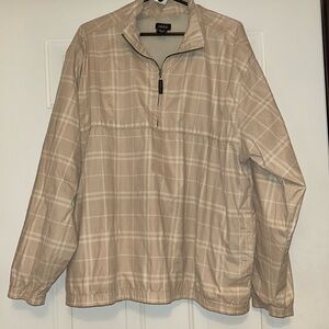 Izod XFG Golf Jacket Men's Windbreaker XL Beige White Plaid Pullover Outerwear